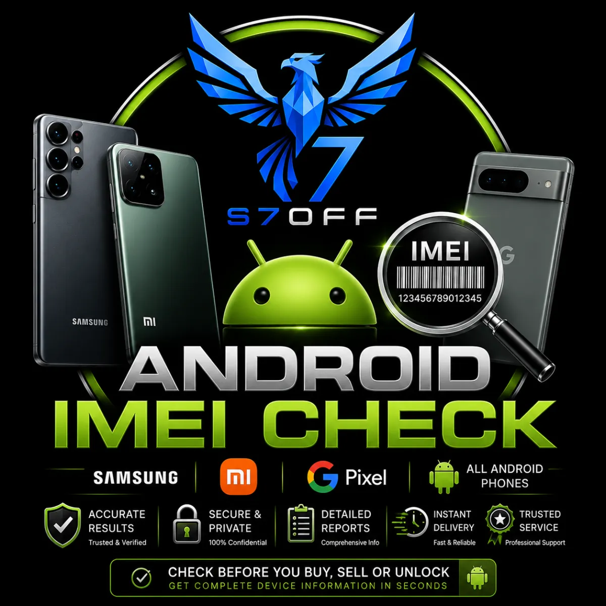 Android IMEI Check — Samsung, Xiaomi, Google Pixel & All Android Phones