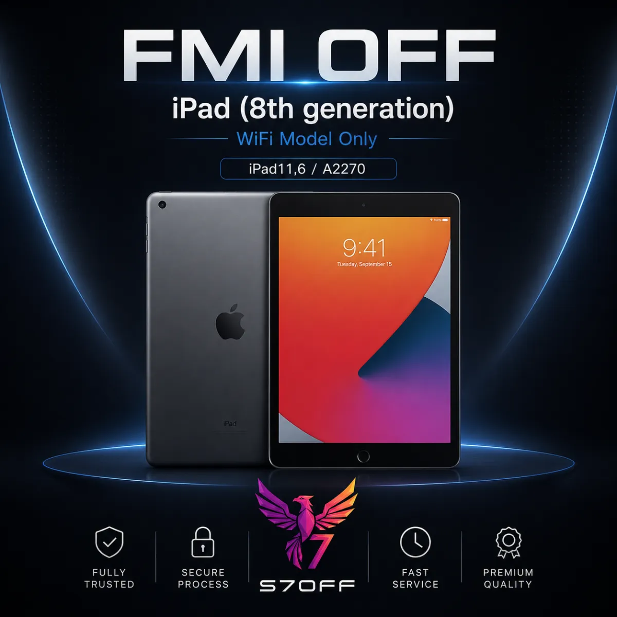 FMI OFF — iPad (8th generation) WiFi Model Only (iPad11,6 / A2270)