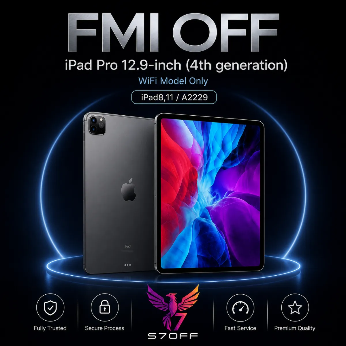 FMI OFF — iPad Pro 12.9‑inch (4th generation) WiFi Model Only (iPad8,11)