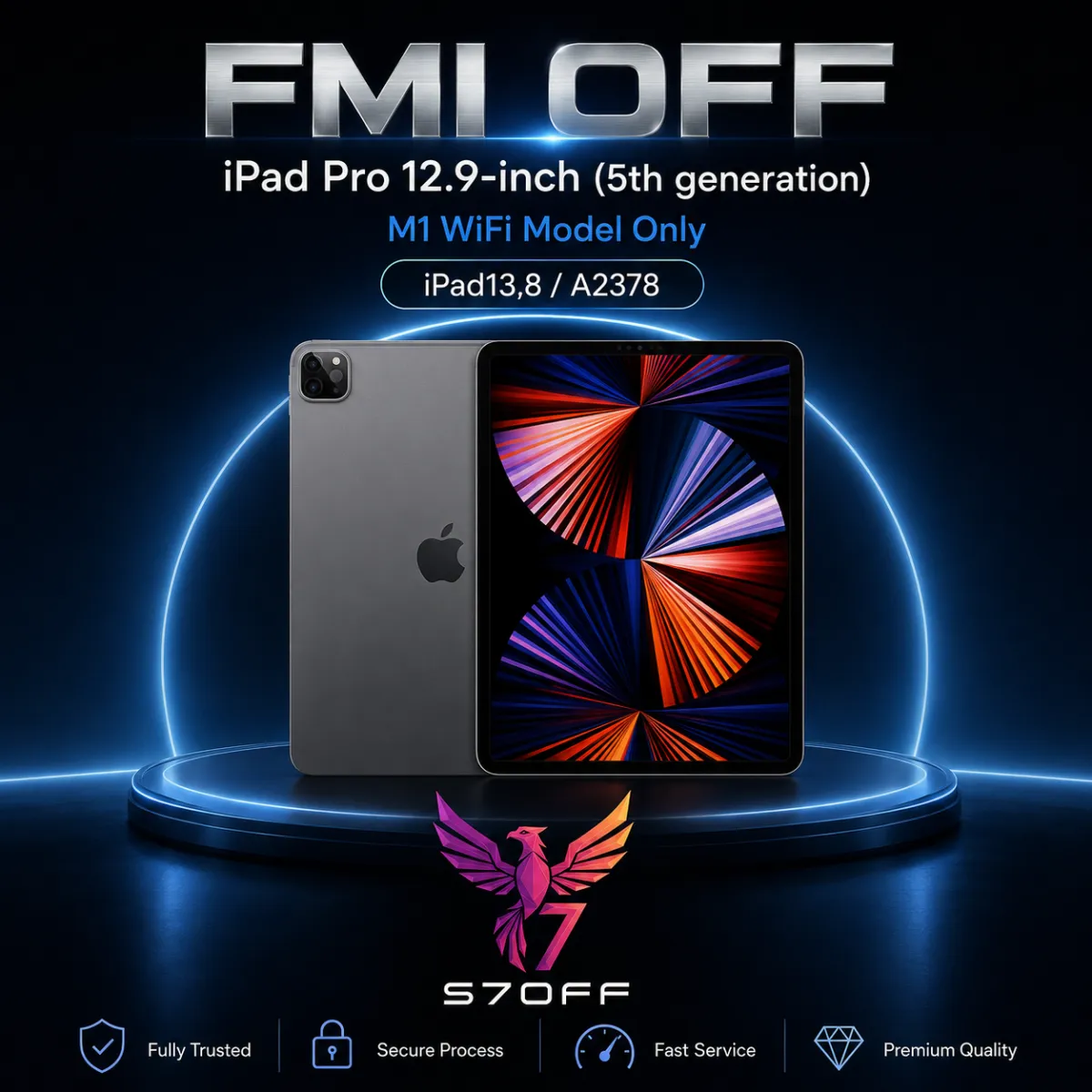 FMI OFF — iPad Pro 12.9‑inch (5th generation) M1 WiFi Model Only (iPad13,8 / A2378)