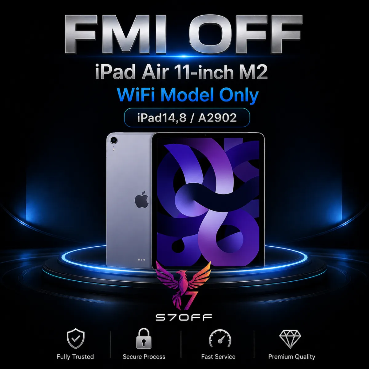 FMI OFF — iPad Air 11‑inch M2 WiFi Model Only (iPad14,8 / A2902)