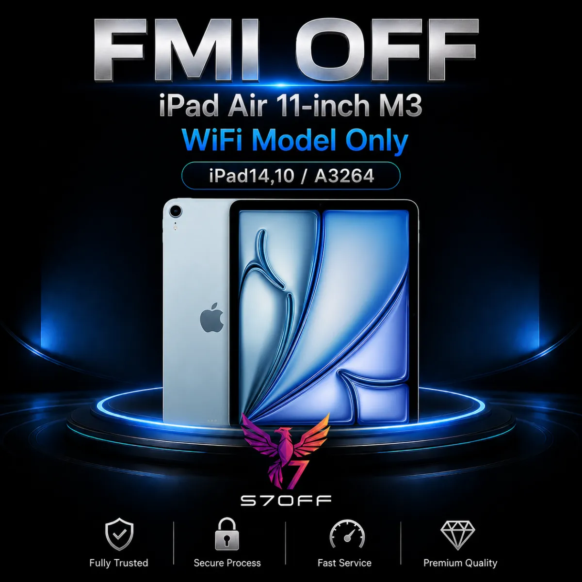 FMI OFF — iPad Air 11‑inch M3 WiFi Model Only (iPad14,10 / A3264)