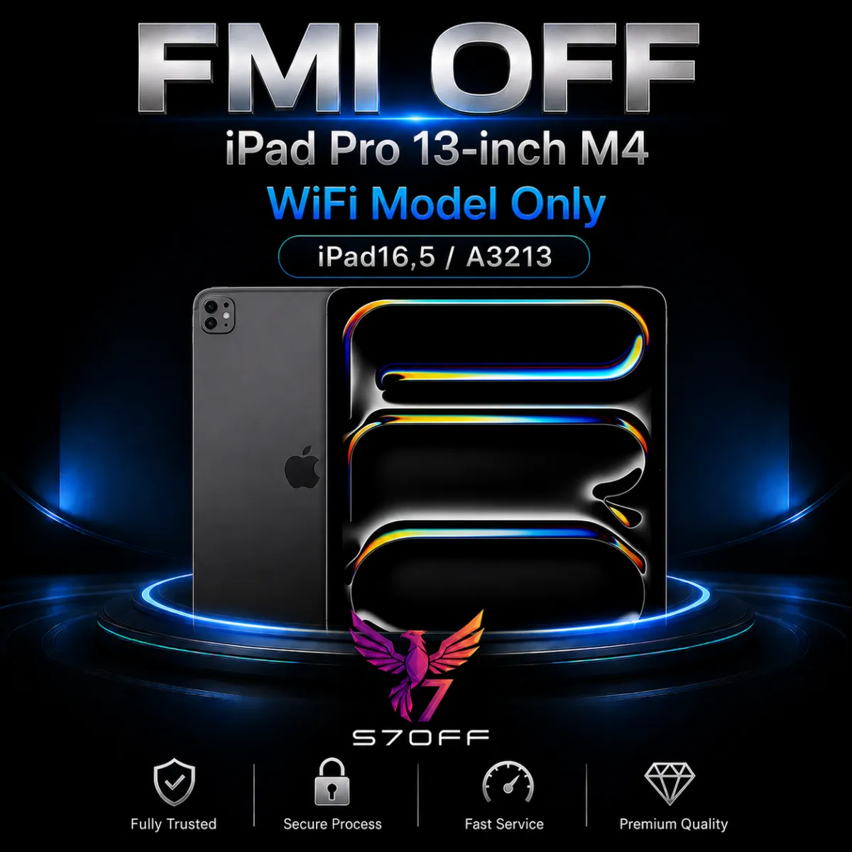 FMI OFF — iPad Pro 13‑inch M4 WiFi Model Only (iPad16,5 / A3213)