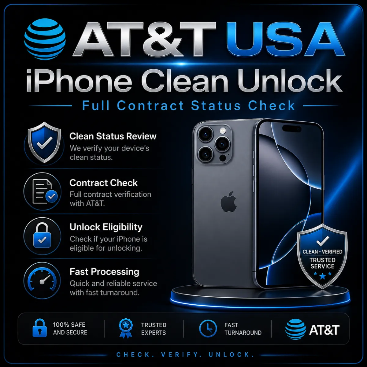 AT&T USA iPhone Clean Unlock и полная проверка контрактного статуса 1