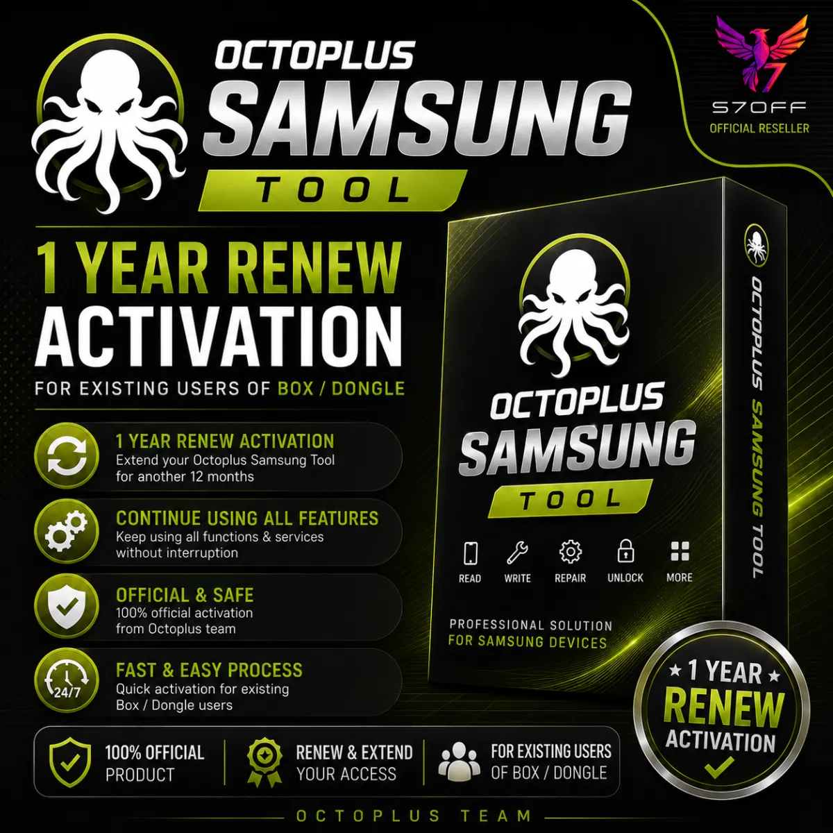 Octoplus Samsung Tool 1 Year Renew Activation for Existing Users of Box / Dongle