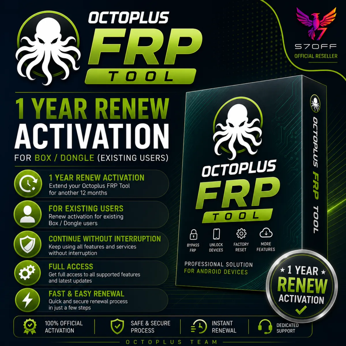 Octoplus FRP Tool 1 Year Renew Activation for Box/Dongle (Existing Users) 1