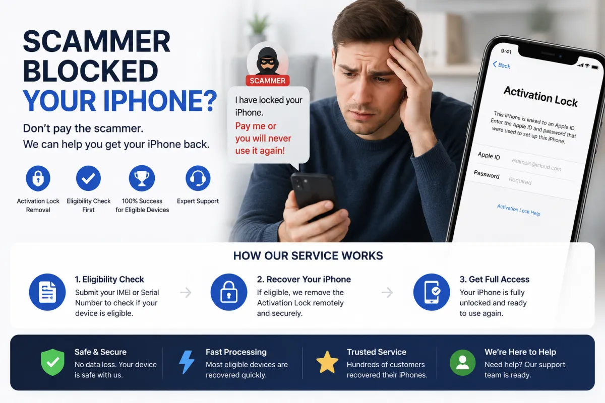 Scammer Blocked iPhone – Eligibility Check & Activation Lock Removal 1